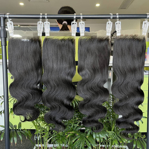 Pelo crudo vietnamita al por mayor encaje frontal cuerpo ondulado doble cabello humano dibujado encaje 4x4 5x5 6x613x4 13x6 cierre frontal - Product Image 1