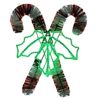 Luces Decorativas Navideñas 2D con Patrón de Bastón, LED Arcoíris, Impermeables IP44, para Exteriores, Paisajes, con Marco de Hierro Metálico