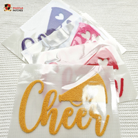 Journée du jeu universitaire personnalisée découpée au laser Chenille Cheerleading lettre fer sur patchs Dtf Fluffy Puff transferts de chaleur pour vêtements