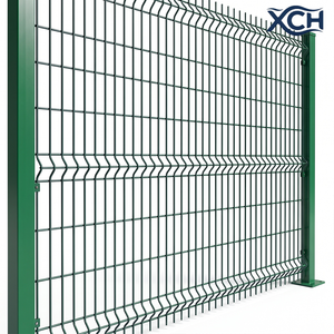 Panneau de clôture en treillis soudé 3D galvanisé et recouvert de PVC, clôture de périmètre de sécurité en forme de V - Product Image 1