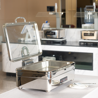 SUNNEX Burano Gamme 1/1 8.5L En Acier Inoxydable Chafing Dish Induction Chafer Hôtel Buffet Électrique Chauffage De L'eau Poêle 900W 220V