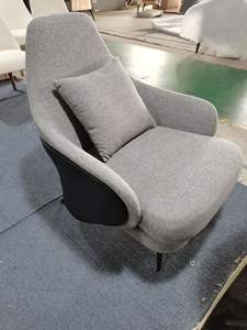 Fauteuil de salon moderne minimaliste en bois massif et fer avec dossier inclinable, chaise longue design pour salon, club-house, hôtel et réunion à domicile - Product Image 6