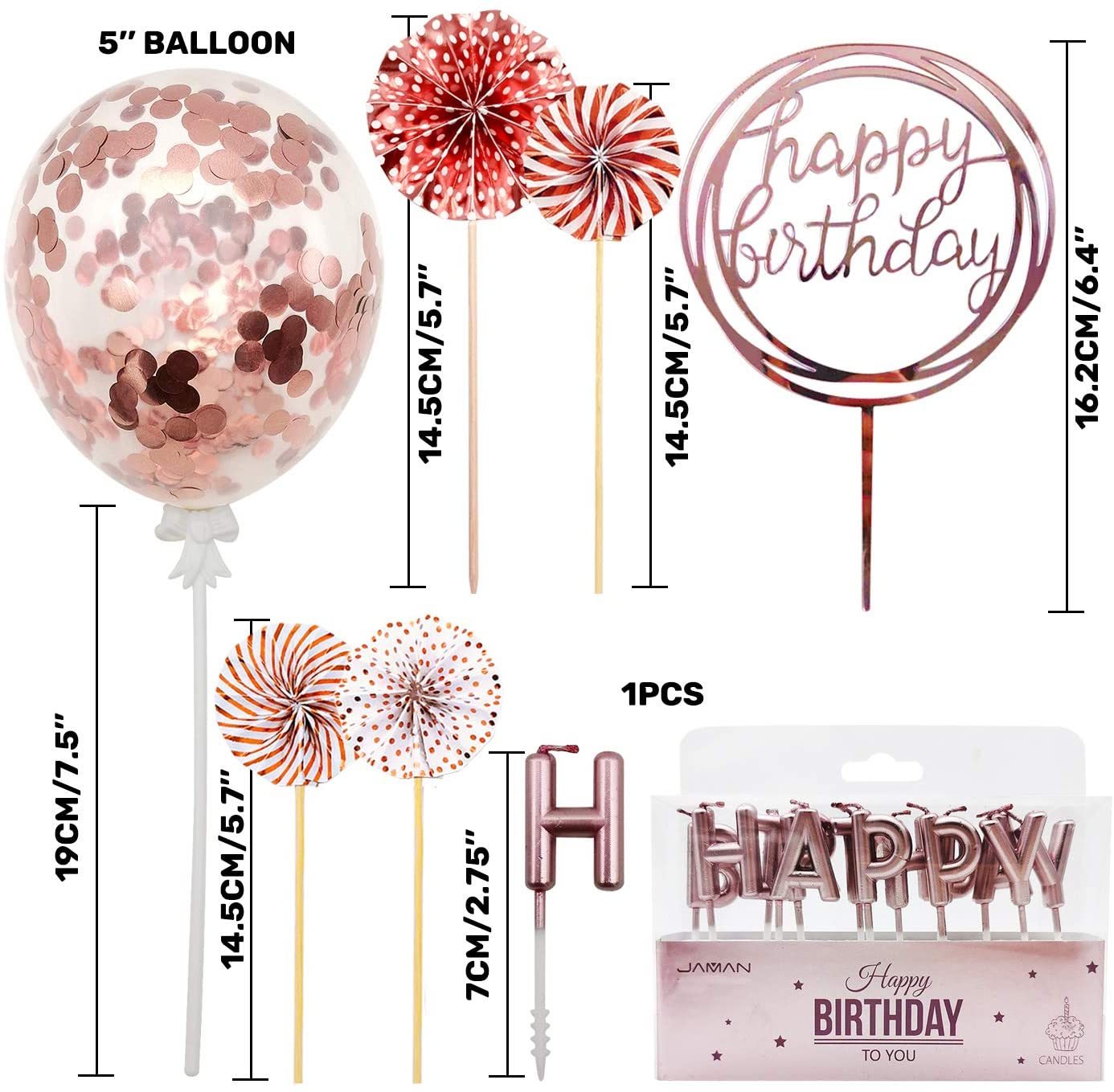 7 Stück Cartoon Luftballons Geburtstagsdeko – Rosa Folienballons Für Mädchen (3, 4, 5 Jahre)