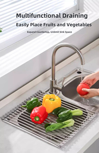 Escurridor de Platos Plegable de Acero Inoxidable 304, Duradero y Reutilizable, para Usar sobre el Fregadero de la Cocina - Product Image 5