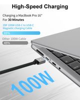 Cable de Datos Magnético E-MARK PD100W de 1.5M, 5A QC4.0, Cable de Carga Rápida USB Tipo C para iPad, Laptop, Teléfono 17 Pro Max, Samsung, Huawei