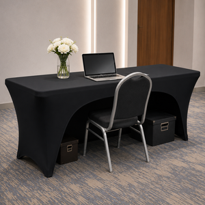 Scratch Resistant Black 72 Inch Round Spandex <b>Waterproof</b> Eco-Friendly Customizable Stretch Fitted <b>Table</b> <b>Cover</b> Catering - Product Image 1