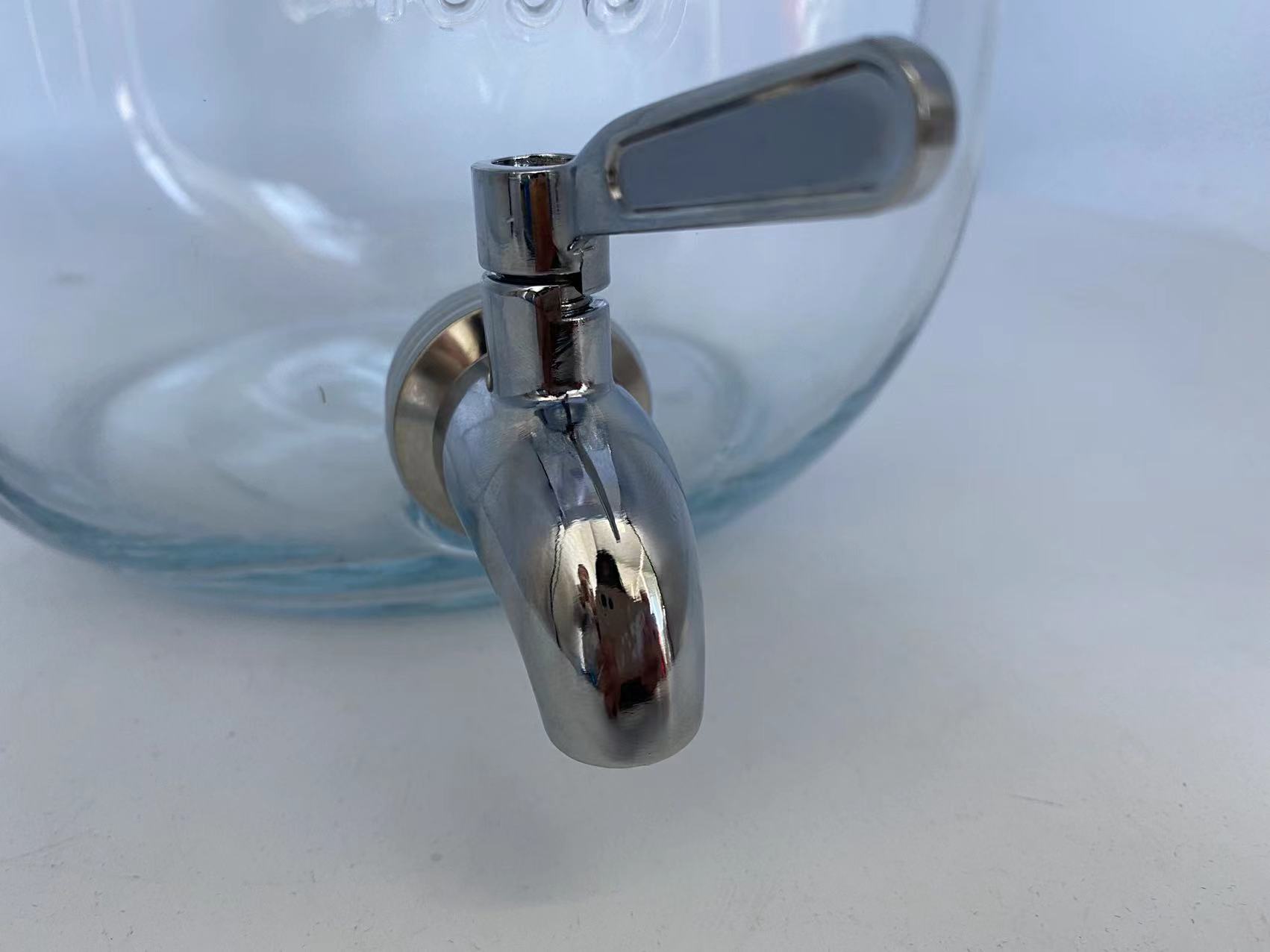 2 gallon Glass Single Mason Jar Beverage Drink Dispenser With Leak Free Spigot, Clear