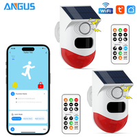 ANGUS Tuya - Sirena Solar WiFi para Exteriores, Alarma Antirrobo Inalámbrica PIR, Luz de Seguridad Inteligente con Sensor de Movimiento, Alarma Solar con Control Remoto por Aplicación