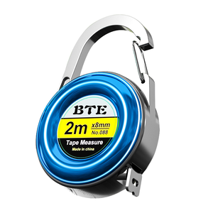 Mini ruban à mesurer de 2 m en acier au carbone, à rappel automatique, avec logo porte-clés, étui haute visibilité - Portable - Product Image 1