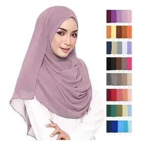 Однотонный пузырьковый шифоновый шарф для женщин Модный мягкий хиджаб длинный шарф шарфы
