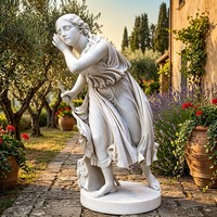 Sculpture personnalisée en marbre Nydia - Statue néoclassique sur mesure de la Jeune Fille aux Fleurs de Pompei pour intérieurs de luxe
