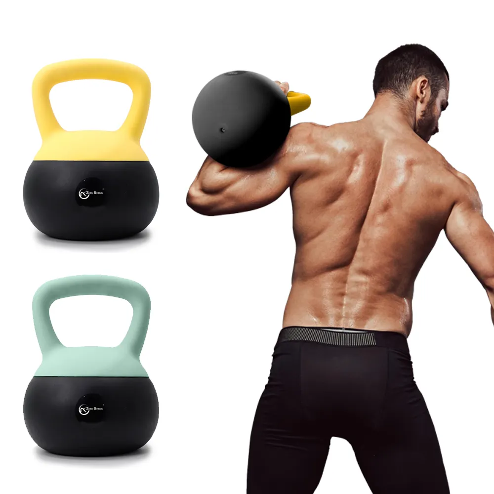 Zhensheng Hoge Kwaliteit Eco-Vriendelijke Pvc Ijzeren Zand Draagbare Fitness & Body Building Gewicht Tillen Zachte Kettlebell