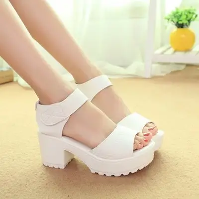 HLS076 ladies italian designs roman platform white high heel sandals for women