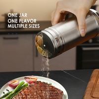 Distributeur d'épices en acier inoxydable épaissi avec couvercle rotatif réglable et trous, pour sel, poivre et assaisonnements, multi-tailles, pour cuisine et barbecue