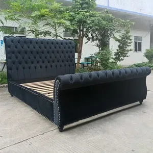 PinZhi maison personnalisé moderne tufté haut-rembourré lit de traîneau design cadre meubles avec images de lit de meubles