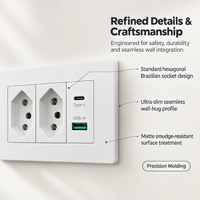 Prise murale brésilienne de type 118 standard américaine avec port USB type C pour la rénovation de la maison