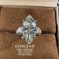 Bague de fiançailles statement en or 10K 14K 18K ou platine PT950 avec diamant de laboratoire taille marquise 7 carats VVS2, double halo pavé, personnalisable 3 5 7 carats