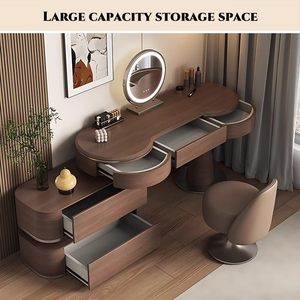 Set di <span class=keywords><strong>Tavolo</strong></span> da Trucco Moderno di Lusso <span class=keywords><strong>con</strong></span> Luci LED, <span class=keywords><strong>Specchio</strong></span> e Cassetti per Camere da Letto e Hotel - Product Image 3