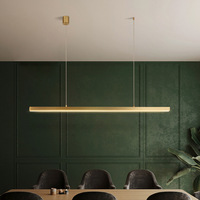 Lustre moderne en aluminium rectangulaire doré simple, linéaire, suspendu, pour cuisine, LED, pour table à manger