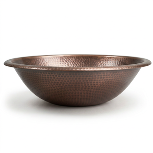 Fregadero Redondo de Cobre Hecho a Mano, de Una Sola Pieza, para Colocar Sobre la Encimera, Acabado Mate Rústico, Diseño Único, Fregadero de Cocina - Product Image 4
