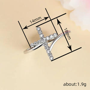 Anillo Cruzado de Oro Blanco con Diamantes Naturales de Corte Brillante Redondo, Color G, Joyería Religiosa Unisex T0470 - Product Image 4