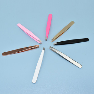 Pinzas de cejas inclinadas de acero inoxidable fabricadas en fábrica, rizador de pestañas, pinzas para depilar la barba, productos metálicos, depilador de cejas - Product Image 3