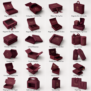 Boîte Cadeau Rigide Pliante Magnétique Mate Bourgogne, 15 <span class=keywords><strong>Ans</strong></span> d'Expérience en Usine, Emballage de Luxe pour Vêtements de Mode - Product Image 5