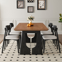 Ensemble table et chaises de salle à manger rustiques en bois massif, style nordique-médiéval compact, minimaliste, vintage, table pour petites maisons