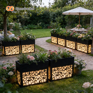 Large <b>Square</b> Metal Garden Planter Powder Coated Outdoor Flower <b>Pot</b> with American Style Design for Home & Garden Use - Product Image 5