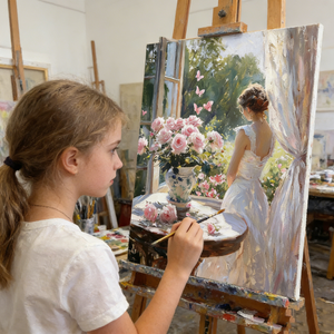 Kits de broderie au point de croix DIY, <span class=keywords><strong>peinture</strong></span> à l'huile numérique, série Fleurs aux fenêtres, à colorier soi-même, avec fil de coton, <span class=keywords><strong>peinture</strong></span> mosaïque à remplir - Product Image 1