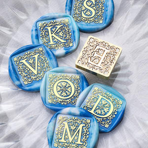 Sellos de cera con diseño cuadrado de letras, serie de 26 letras inglesas, cabezales de cobre para decoración de diarios y cuentos, sello estándar - Product Image 1