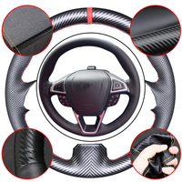Protector deportivo para volante de coche de 4 radios de fibra de carbono y cuero de microfibra para Ford Fusion Mondeo 2013 2014 EDGE 2015 2016