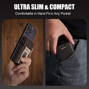 กระเป๋าใส่บัตรแบบวินเทจหนังวัวแท้ลายม้าแท้แบบวินเทจซองใส่บัตรสำหรับผู้ชายทำจากอลูมิเนียมโลหะทรงสลิมพร้อมคลิปหนีบ<span class=keywords><strong>เงิน</strong></span> - Product Image 6