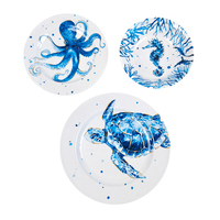 MUW Bestwares OEM – Assiettes et bols ronds personnalisés en mélamine, motif tortue de mer bleue et pieuvre, compatibles lave-vaisselle, pour restaurant