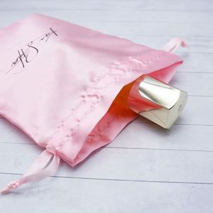 Custom Pink Fashion Satin Storage Bags Wig Underwear Bikini Packaging Luxury <b>Drawstring</b> Satin Dust <b>Pouch</b> - Product Image 4