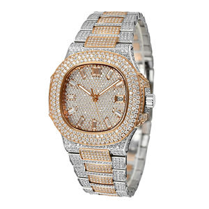 นาฬิกาข้อมือฮิปฮอปแบบเต็มเพชร รุ่น Iced Out ระบบออโตเมติก สำหรับผู้ชาย ตัวเรือนทอง ประดับเพชรโมอิสซาไนต์ ผ่านการทดสอบเพชร - Product Image 5