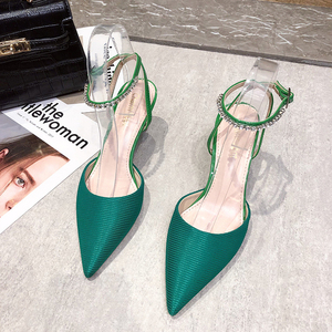 2021 nuovo tacco sottile a punta sexy di modo una linea con fibbia di Strass <span class=keywords><strong>tacchi</strong></span> alti 6 centimetri di capelli di un pezzo generazione scarpe da donna - Product Image 2