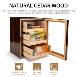 सिगोलोंग तीन परत वाले बड़े क्षमता पारदर्शी दरवाजा पियानो लैकनर सिडर लकड़ी सिगार हुमदार - Product Image 4