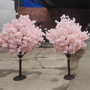 Yumai — arbre de fleurs de cerisier sakura rose, branches d'intérieur, flamme artificielle, couleur pêche - Product Image 1