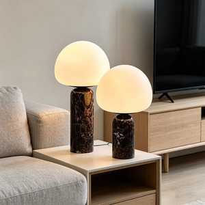 Modern Luxury <strong>Table</strong> Light Hotel Decor Glass <strong>Lamp</strong> <strong>Shade</strong> Mushroom Marble Base <strong>Table</strong> <strong>Lamp</strong> <strong>for</strong> Reading Room or Bedroom - Product Image 1