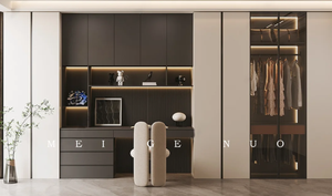 Armario moderno independiente de madera de melamina para apartamento, Hotel, dormitorio, puertas con bisagras, características plegables limpias, MDF para uso en comedor - Product Image 3