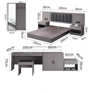 Complete Hotel Bedroom Furniture <b>Sets</b> Single Twin <b>Bed</b> With Headboard Nightstand TV Cabinet & Wardrobe For 3 Star Hotel <b>Full</b> Room - Product Image 4