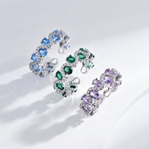 Prix de gros, bagues de mariage en argent sterling 925, émeraude, pierre naturelle, zircone colorée, bague de promesse tendance pour femme - Product Image 3