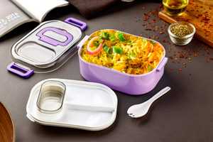 Conteneur de stockage alimentaire en plastique hermétique, robuste et anti-fuite, avec un design empilable à 3 compartiments - Product Image 2