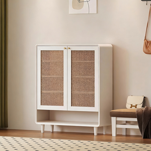 Armoire de rangement européenne moderne à 5 niveaux <span class=keywords><strong>en</strong></span> bois et <span class=keywords><strong>rotin</strong></span> pour chaussures, tiroir, peu encombrant, meubles de maison pour l'entrée et la vie - Product Image 4