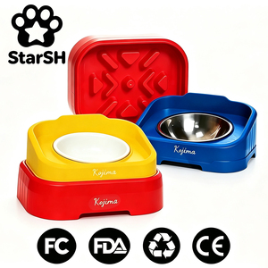 Comedero Kajima <span class=keywords><strong>Lego</strong></span> Square de Acero Inoxidable y Cerámica para Perros y Gatos con Diseño Antideslizante y Soporte para el Cuello para Alimentación Lenta - Product Image 1