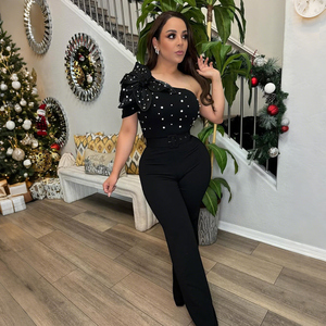 Tuta Elegante da Donna Elasticizzata <span class=keywords><strong>Monospalla</strong></span> con Fascia in Vita Nuova - Product Image 2