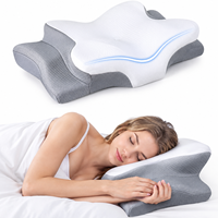 Oreiller cervical ergonomique en mousse à mémoire de forme pour soulager les douleurs cervicales, oreiller orthopédique en forme de papillon pour dormeurs sur le côté et sur le dos
