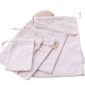 Professional Manufacturer 5OZ Cotton <b>Drawstring</b> Gift <b>Pouch</b> Jewelry <b>Pouch</b> Custom Printed Reusable Cotton <b>Pouch</b> With Cotton Ribbon - Product Image 4