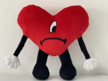 2022 New Stuffed Bad Bunny Doll Red Heart Custom Plush Pillow Stuffed Toy